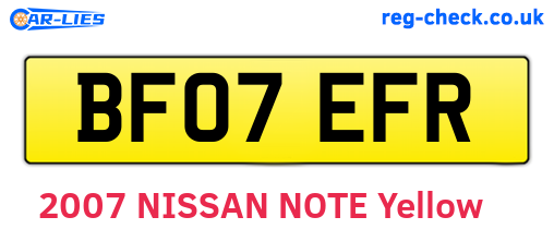BF07EFR are the vehicle registration plates.