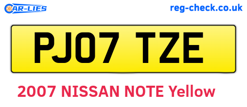 PJ07TZE are the vehicle registration plates.