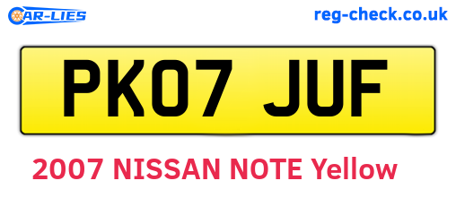 PK07JUF are the vehicle registration plates.