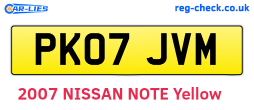 PK07JVM are the vehicle registration plates.