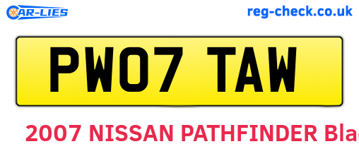 PW07TAW are the vehicle registration plates.