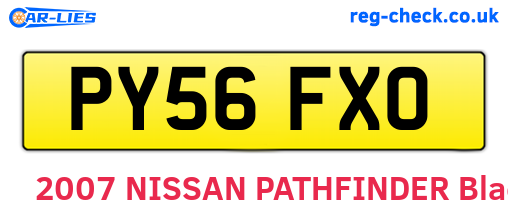 PY56FXO are the vehicle registration plates.