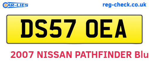 DS57OEA are the vehicle registration plates.