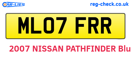 ML07FRR are the vehicle registration plates.