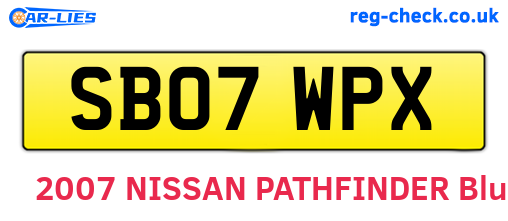 SB07WPX are the vehicle registration plates.