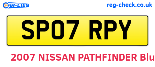 SP07RPY are the vehicle registration plates.