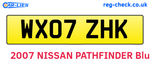 WX07ZHK are the vehicle registration plates.