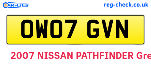 OW07GVN are the vehicle registration plates.