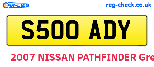S500ADY are the vehicle registration plates.