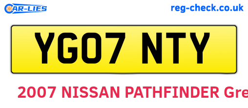 YG07NTY are the vehicle registration plates.