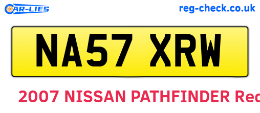 NA57XRW are the vehicle registration plates.