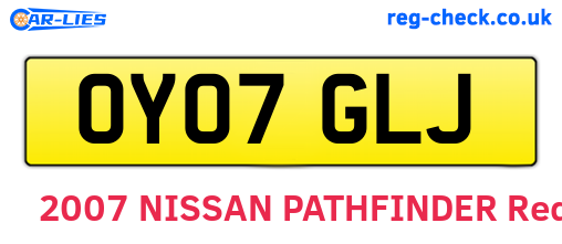 OY07GLJ are the vehicle registration plates.