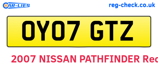 OY07GTZ are the vehicle registration plates.