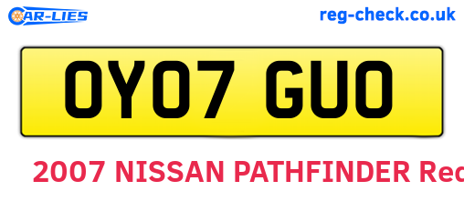 OY07GUO are the vehicle registration plates.