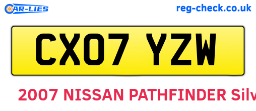 CX07YZW are the vehicle registration plates.
