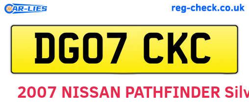 DG07CKC are the vehicle registration plates.