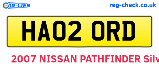HA02ORD are the vehicle registration plates.