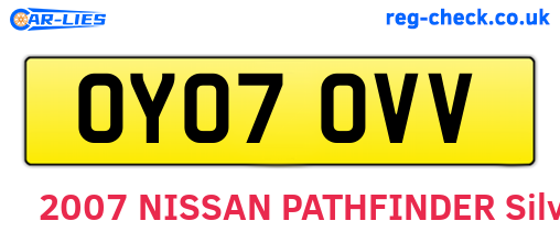 OY07OVV are the vehicle registration plates.