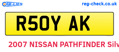 R50YAK are the vehicle registration plates.