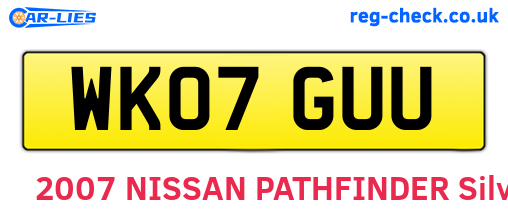 WK07GUU are the vehicle registration plates.