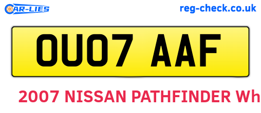 OU07AAF are the vehicle registration plates.