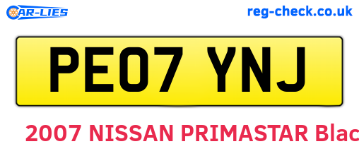 PE07YNJ are the vehicle registration plates.