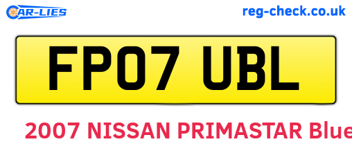 FP07UBL are the vehicle registration plates.
