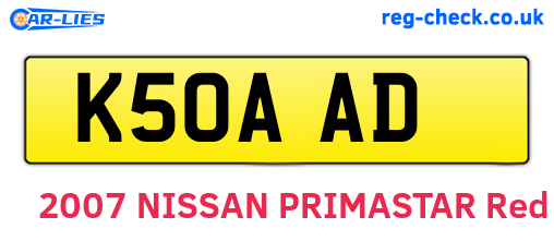 K50AAD are the vehicle registration plates.