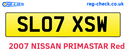 SL07XSW are the vehicle registration plates.