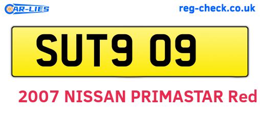 SUT909 are the vehicle registration plates.