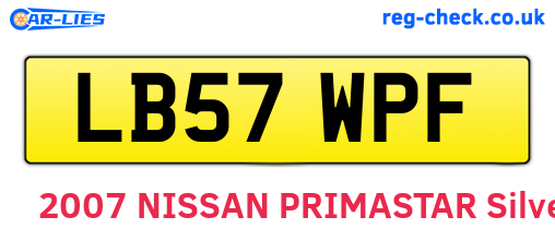 LB57WPF are the vehicle registration plates.