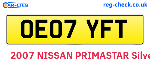 OE07YFT are the vehicle registration plates.