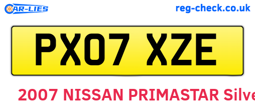 PX07XZE are the vehicle registration plates.