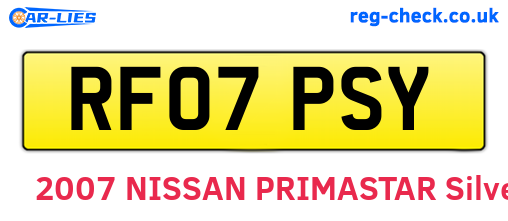 RF07PSY are the vehicle registration plates.