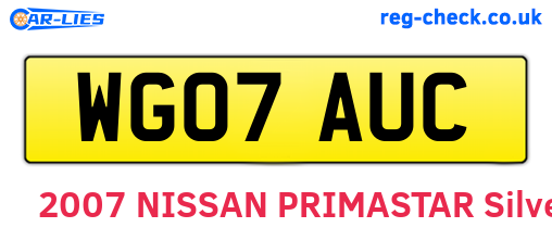 WG07AUC are the vehicle registration plates.