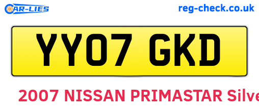 YY07GKD are the vehicle registration plates.