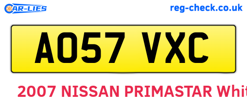AO57VXC are the vehicle registration plates.
