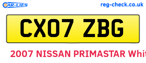 CX07ZBG are the vehicle registration plates.