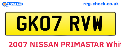 GK07RVW are the vehicle registration plates.