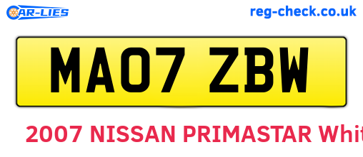 MA07ZBW are the vehicle registration plates.