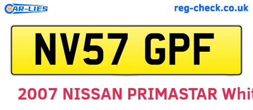 NV57GPF are the vehicle registration plates.