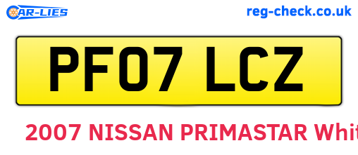 PF07LCZ are the vehicle registration plates.