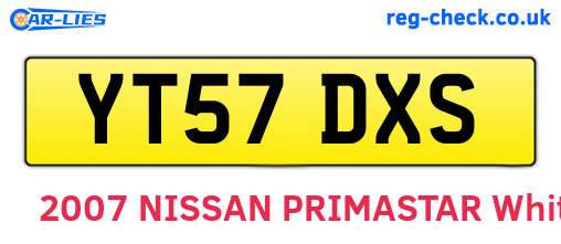 YT57DXS are the vehicle registration plates.