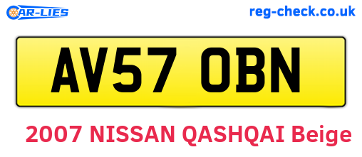 AV57OBN are the vehicle registration plates.