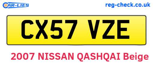 CX57VZE are the vehicle registration plates.