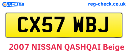 CX57WBJ are the vehicle registration plates.