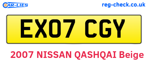 EX07CGY are the vehicle registration plates.