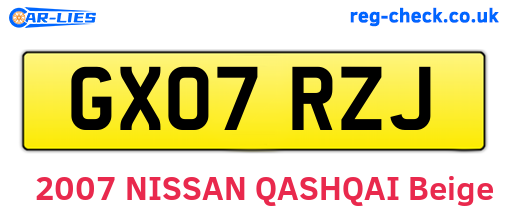 GX07RZJ are the vehicle registration plates.