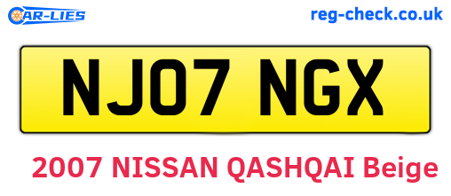 NJ07NGX are the vehicle registration plates.