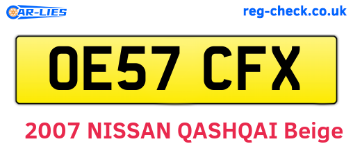 OE57CFX are the vehicle registration plates.
